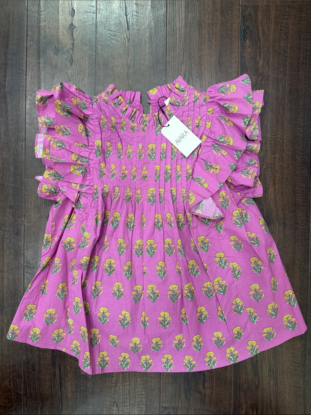 Avara Women’s Pink Floral Ruffle Sleeve Top S NWT - Picture 6 of 7